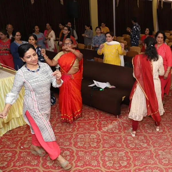 A dance movement session at a Rhhyns Wellbeing workshop